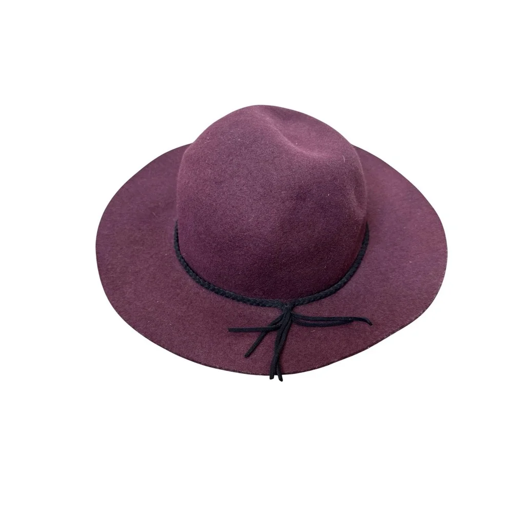 American Eagle‎ Outfitters Hat Fedora Womens Size 7 1/2 Purple Wool Wide Brim